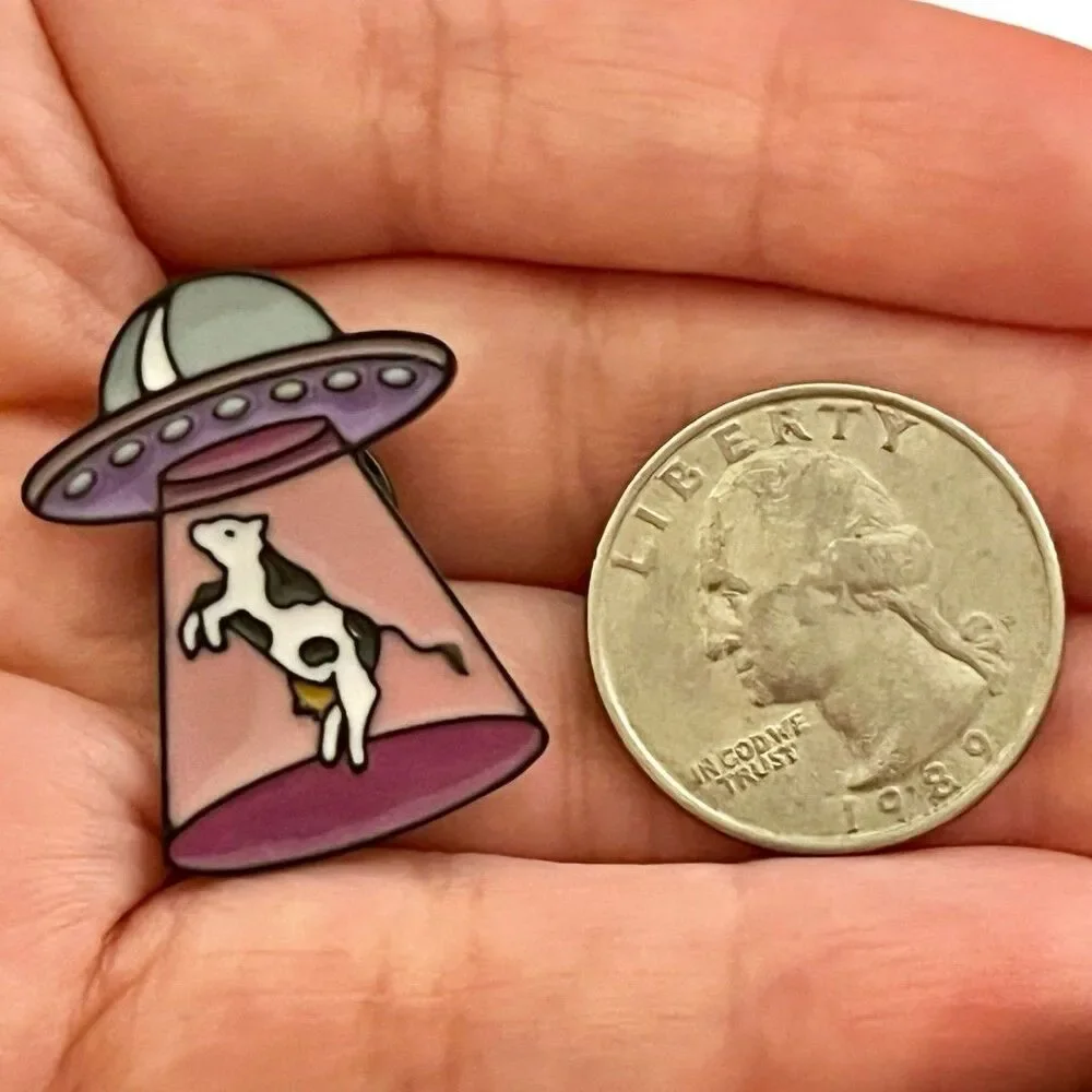 Alien Cow UFO Abduction Extraterrestrial Enamel Pin